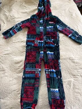 Vineyard Vines Red, Green & Blue Patterned Hooded Fleece Suit